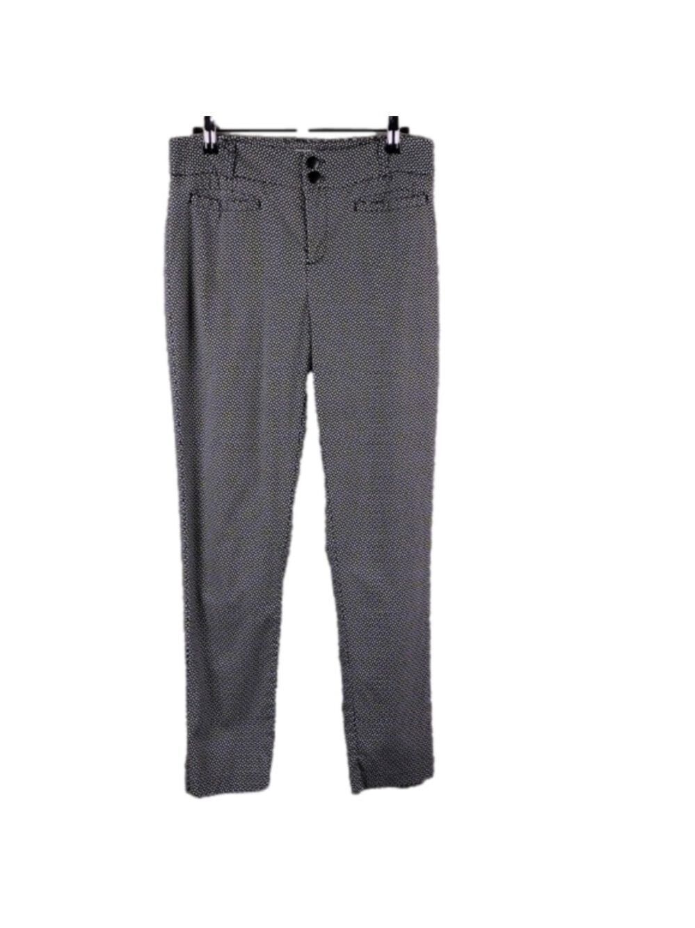 Cato Contemporary Black White Geometric Pattern High Rise Ankle Skinny Pants